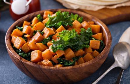 Roasted sweet potatoes and kale